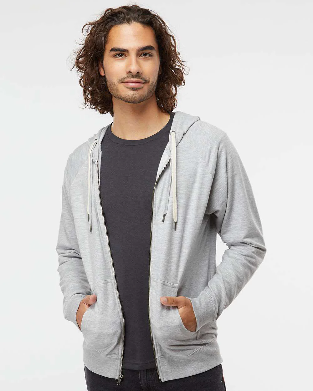 Unisex Lightweight Loopback Terry Zip Hood - Image 13