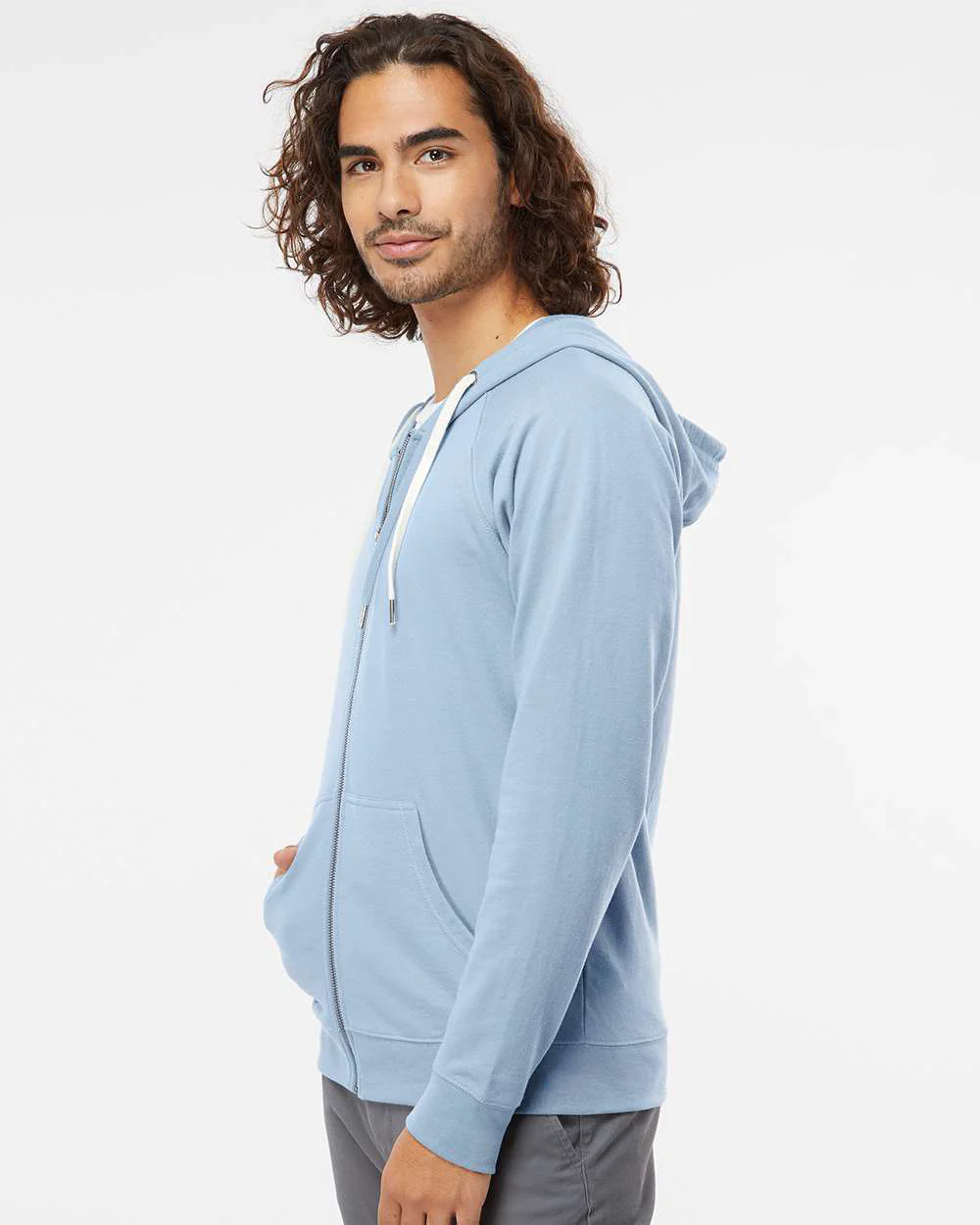 Unisex Lightweight Loopback Terry Zip Hood - Image 3